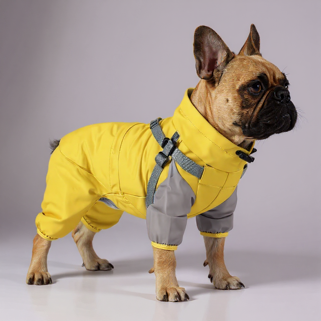 Click to view full screen Waterproof Dog Rain Jacket with Hood-Yellow photo review